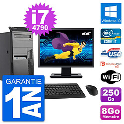 PC Tour Lenovo M83 Ecran 22" Intel i7-4790 RAM 8Go Disque 250Go Windows 10 Wifi - Occasion