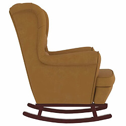 Acheter Maison Chic Fauteuil à bascule,Fauteuil pour relax pieds en bois massif d'hévéa Marron Velours -MN94754