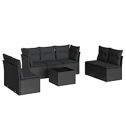 vidaXL Salon de jardin 8 pcs avec coussins noir résine tressée