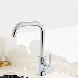 Robinet mitigeur laiton chrome pour evier de cuisine bec haut butee economie eau