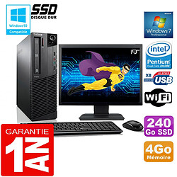 PC Lenovo M92p SFF Intel G630 Ram 4Go Disque 240 Go SSD Wifi W7 Ecran 19" - Occasion