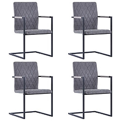 vidaXL Chaises à manger cantilever lot de 4 gris foncé similicuir 