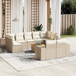 Maison Chic Salon de jardin avec coussins 10 pcs, Ensemble Tables et chaises de jardin, beige résine tressée -GKD932201