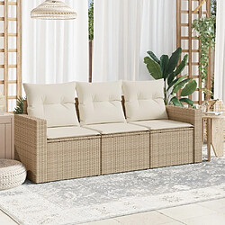 Maison Chic Salon de jardin avec coussins 3 pcs | Ensemble de Table et chaises | Mobilier d'Extérieur beige résine tressée -GKD62323