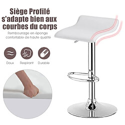 Acheter Helloshop26 Tabouret de bar pivotant carrées réglables en hauteur tabourets intérieur/extérieur en cuir pu tabourets avec repose-pieds blanc 20_0009477