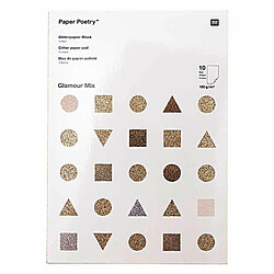 Rico 10 feuilles de papier pailleté A4 - doré et argenté