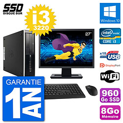 PC HP Compaq Pro 6300 SFF Ecran 27" i3-3220 RAM 8Go SSD 960Go Windows 10 Wifi · Occasion 