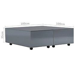 vidaXL Table basse Gris brillant 100x100x35 cm pas cher