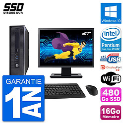 PC HP 600 G1 SFF Ecran 27" Intel G3220 RAM 16Go SSD 480Go Windows 10 Wifi · Occasion 