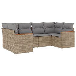 vidaXL Salon de jardin avec coussins 6 pcs beige résine tressée