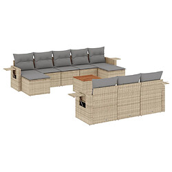 vidaXL Salon de jardin 11 pcs avec coussins beige résine tressée