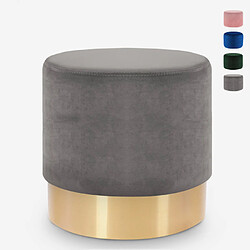 Ahd Amazing Home Design Pouf repose-pieds tabouret bas rembourré rond design velours Rossetto, Couleur: Gris foncé