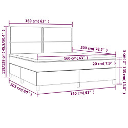 vidaXL Sommier à lattes de lit et matelas et LED Gris clair 160x200 cm pas cher