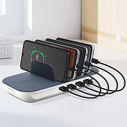 Acheter Station de Charge 63W 4 USB, USB C, Charge Induction 4smarts Gris et Bleu