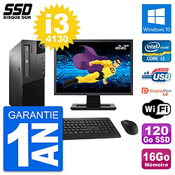 PC Lenovo M93p SFF Ecran 22" Intel i3-4130 RAM 16Go SSD 120Go Windows 10 Wifi · Occasion 