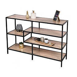 COLORADO BIBLIOTHEQUE 5 ETAGERES CONSOLE D'ENTRÉE EN BOIS ET MÉTAL NOIR 5 PLATEAUX-114X33XH78CM+Urban Living