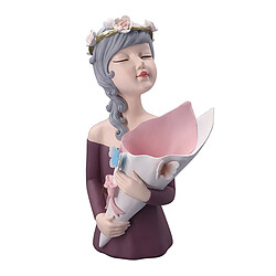 Nordic Girl Figurine Vase Collections Statue Cadeau Figurine Vive Vase à Fleurs Séchées Statue Bibliothèque Décorative étagère Ornements Violet Rouge