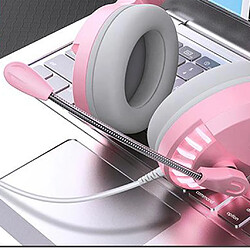 Casque D'écoute De Jeu PC Stéréo Pour Chat En Ligne Avec Microphone Rose A