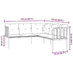 vidaXL Ensemble de canapés de jardin et coussins noir acier textilène pas cher