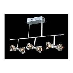 Luminaire Center Semi Plafonnier Elisa Bar 6 Ampoules chrome poli Coloris : chrome poli Coloris de l'abat jour : transparent Diamètre en Cm : 60 Hauteur en Cm : 35 Poids en Kilos : 3 Nombre d'ampoules : 6 Type d'ampoule : G