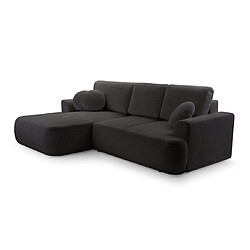 Bestmobilier Candela - canapé d'angle gauche 4 places - convertible avec coffre - en tissu bouclette Candela - canapé d'angle gauche 4 places - convertible avec coffre - en tissu bouclette - Noir