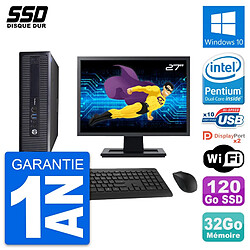 PC HP 600 G1 SFF Ecran 27" Intel G3220 RAM 32Go SSD 120Go Windows 10 Wifi · Occasion 