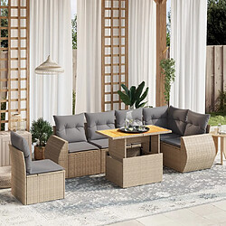 vidaXL Salon de jardin avec coussins 7 pcs beige résine tressée