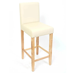 Decoshop26 2x tabourets de bar chaise de comptoir en synthétique crème pieds en bois clair 04_0001768