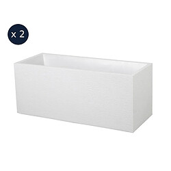 2 Jardinières rectangulaire Graphit - 99,5 x 39,5 x 43,5 cm - 97 L - Blanc cérusé - Eda 