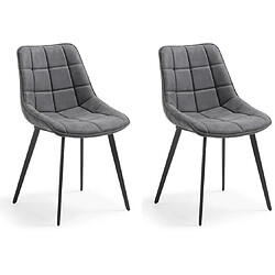 LF SALON Chaise Lot de 2 chaises Adah PU graphite vieilli