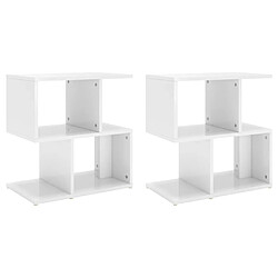 vidaXL Tables de chevet 2 pcs blanc brillant bois d'ingénierie