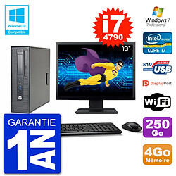 PC HP EliteDesk 800 G1 SFF Ecran 19" i7-4790 4Go 250Go Graveur DVD Wifi W7 - Occasion