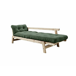 Avis Inside 75 Banquette convertible futon STEP pin massif coloris vert olive couchage 70*200 cm.