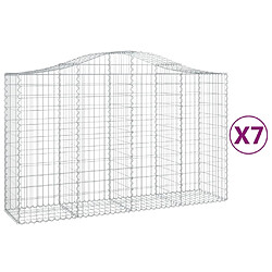 vidaXL Paniers à gabions arqués 7 pcs 200x50x120/140 cm Fer galvanisé