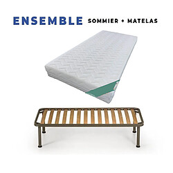 King Of Dreams Matelas 80x200 + Sommier Démonté + pieds + Protège Matelas Offerts Mousse Poli Lattex Indéformable - Déhoussable Housse Lavable - Hauteur 19 cm - Soutien Très Ferme 