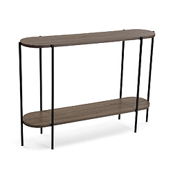 Versa Meuble d'entrée étroit, Table console Lizzy 110x25x80cm,Bois et métal, Marron et noir