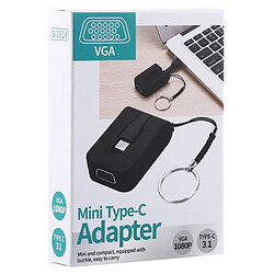 Wewoo S-1616 Mini adaptateur VGA vers USB-C / Type-C avec boucle noir pas cher