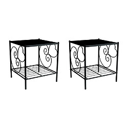 Vente-Unique Lot de 2 tables de chevet romantique - 1 tablette - Métal - Noir - VIVIAN pas cher