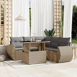 vidaXL Salon de jardin avec coussins 6 pcs beige résine tressée 