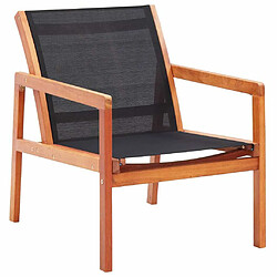 Maison Chic Chaise de jardin - Fauteuil d'extérieur Noir Bois d'eucalyptus solide et textilène -MN68376