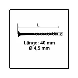 Fischer Vis pour panneaux de particules Power-Fast II FPF II 4,5x40 mm - 200 pièces (670268) tête fraisée + Filetage partiel Torx, galvanisée, passivée bleue