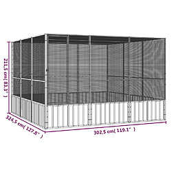 vidaXL Cage à oiseaux Gris 302,5x324,5x211,5 cm Acier galvanisé pas cher