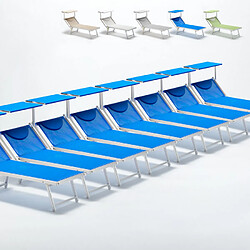 Beach And Garden Design 20 Bain de soleil professionels lits de plage transats aluminum Italia, Couleur: Bleu