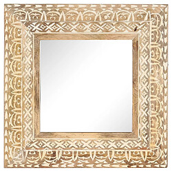 vidaXL Miroir sculpté à la main 50x50x2,6 cm Bois de manguier solide