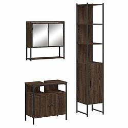 Maison Chic Armoire de Bain | Ensemble de 3 meubles salle de bain Chêne marron -GKD15131