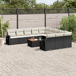 Maison Chic Salon de jardin 12 pcs avec coussins, Ensemble Tables et chaises d'extérieur noir résine tressée -GKD166131