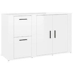 Maison Chic Buffet,Meuble de Rangement,commode pour salon,Cuisine Blanc brillant 100x33x59,5 cm Bois d'ingénierie -MN95999