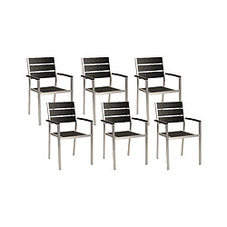 Beliani Lot de 6 chaises Bois d'ingénierie Noir/Argenté VERNIO