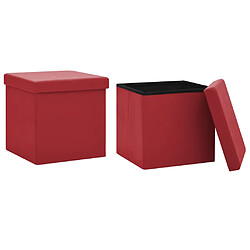 vidaXL Tabourets de rangement pliables lot de 2 rouge bordeaux PVC