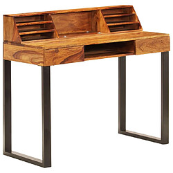 Helloshop26 Bureau table meuble travail informatique 110 cm bois solide et acier 0502093